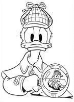 kolorowanki Kaczor Donald Disney - malowanka do wydruku numer  1 - jako detektyw